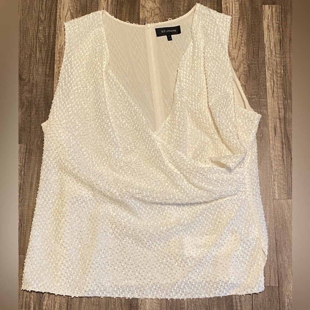 St. John white was Textured Sleeveless Blouse